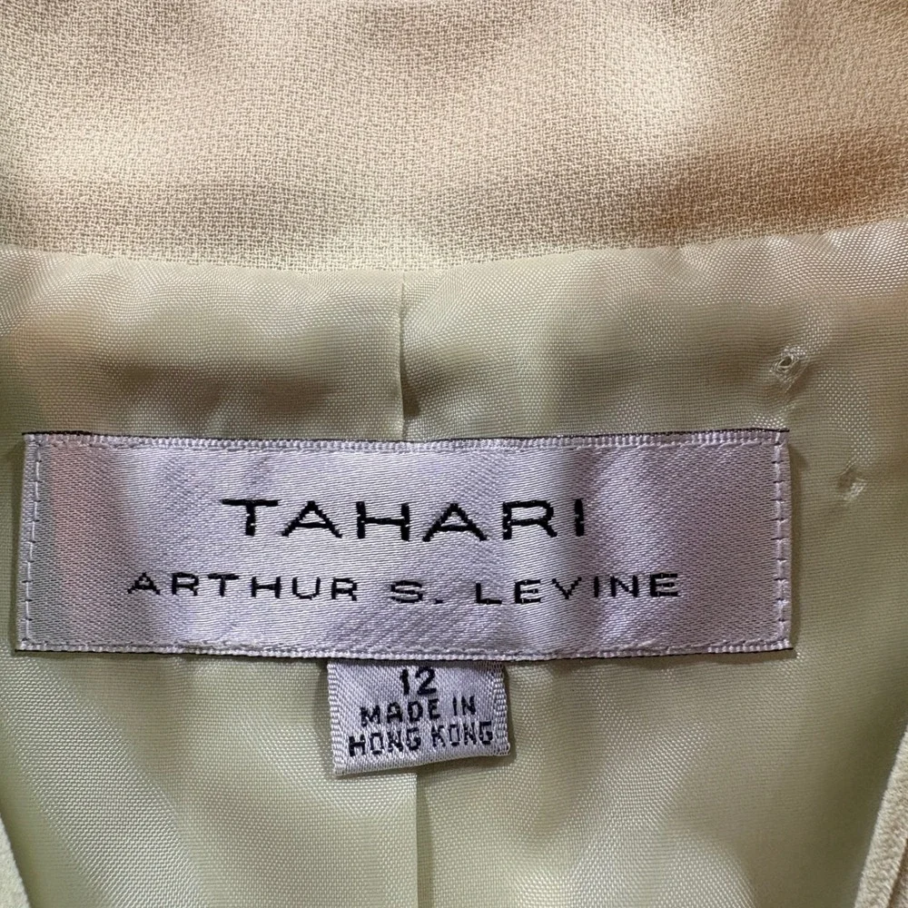 Tahari Arthur S Levine Blazer Shell Set Womens 12 Sage Green Pick Stitch Suit
